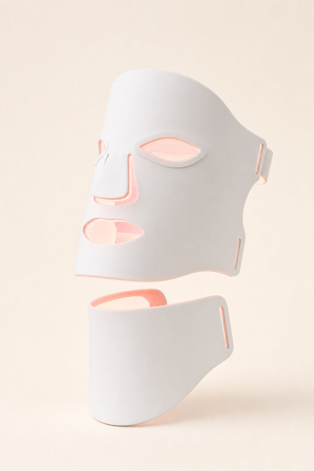 Redermis white silicone LED light therapy mask, front view studio shot [white]