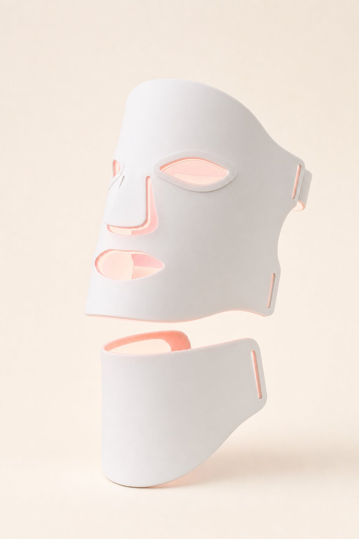 Redermis white silicone LED light therapy mask, front view studio shot [white]