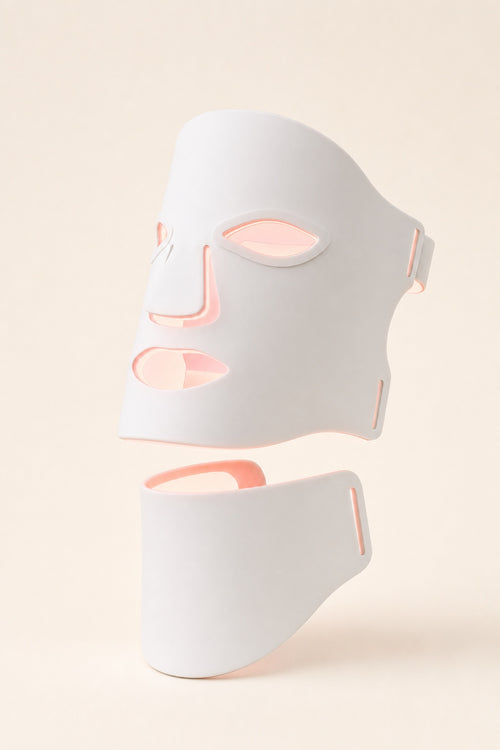 Redermis white silicone LED light therapy mask, front view studio shot [white]
