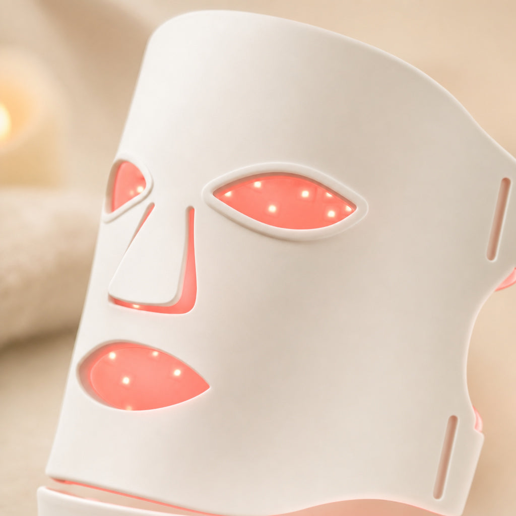 Close-up of the Redermis mask silicone surface and LED emission points [white]