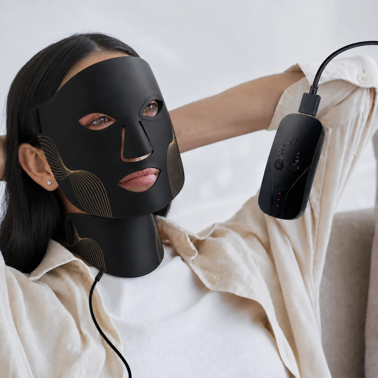 Medical Grade Silicone 7 wevelengths photon LED Mask Face And Neck Red Light Therapy Flexible Facial Mask Repair Skin Wireless Use
